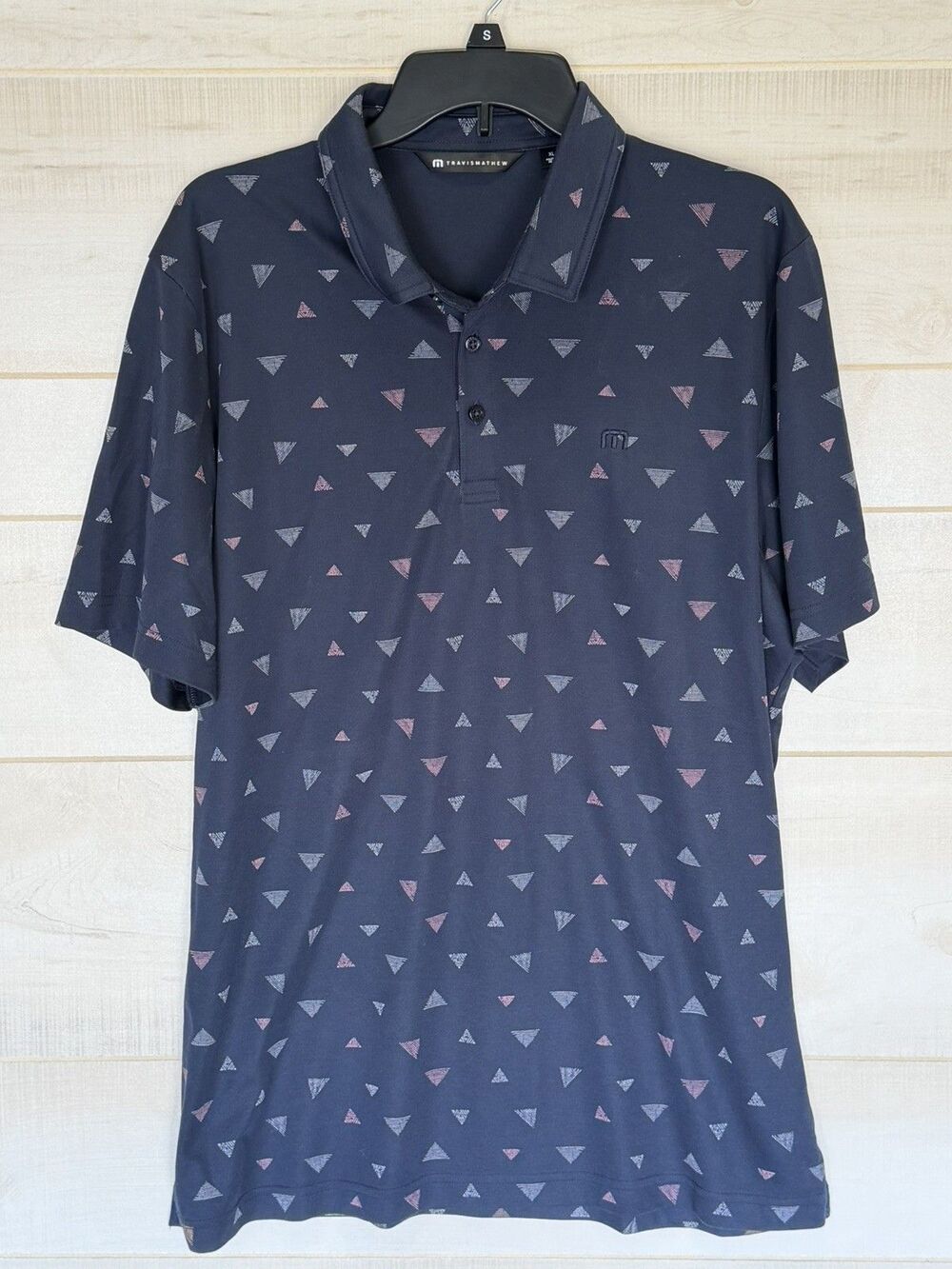 Travis Mathew Home Break Lifestyle Performance Polo Shirt Mens Size XL Geometric